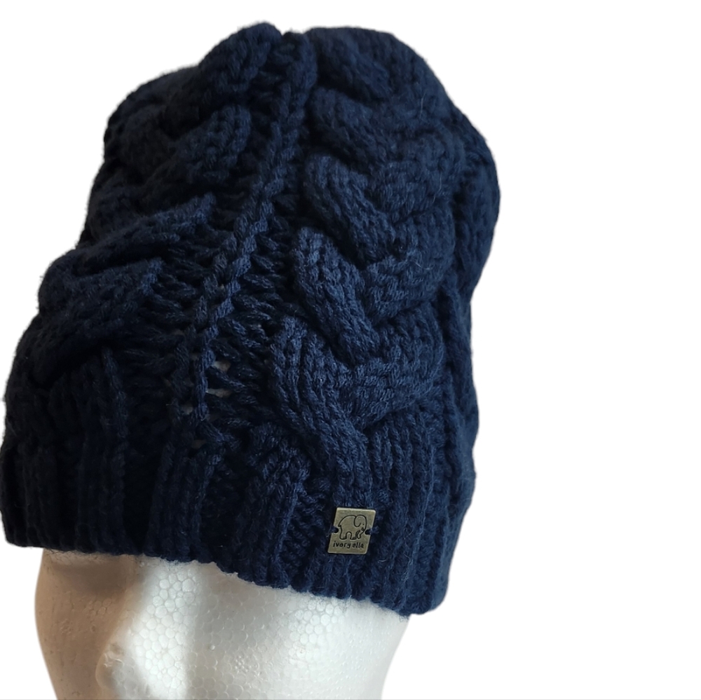 Ivory Ella Navy Blue Winter Hat. Size OS